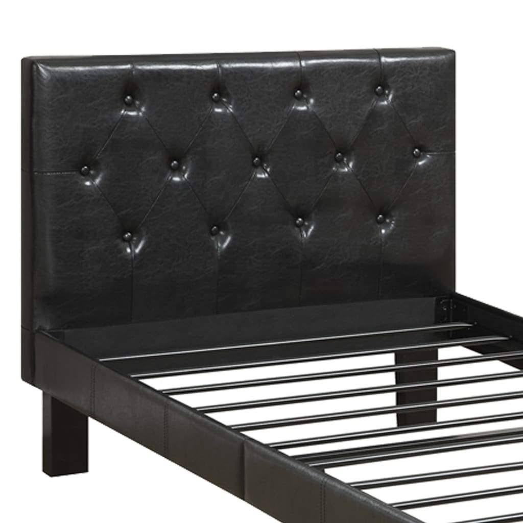 Black Faux Leather Headboard Full Bed D438