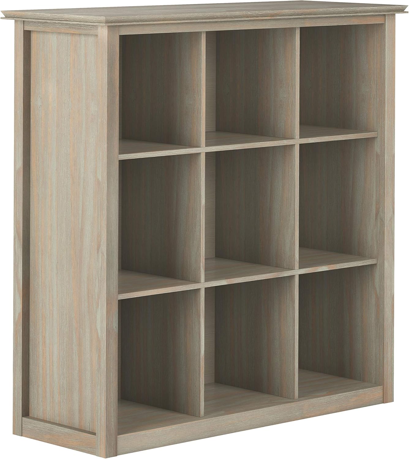 Distressed Grey 9 Cube Solid Wood Bookcase with 9 Shelves Y718