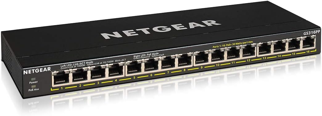 16-Port PoE Gigabit Ethernet Plus Switch with 15 x PoE+ @ 231W, 1 x 1G SFP Port L34956