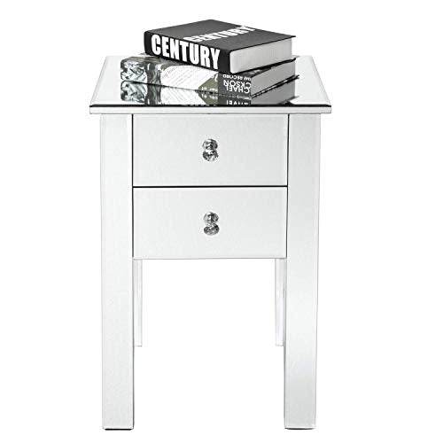 Mirrored Nightstand with 3 Drawers Y853