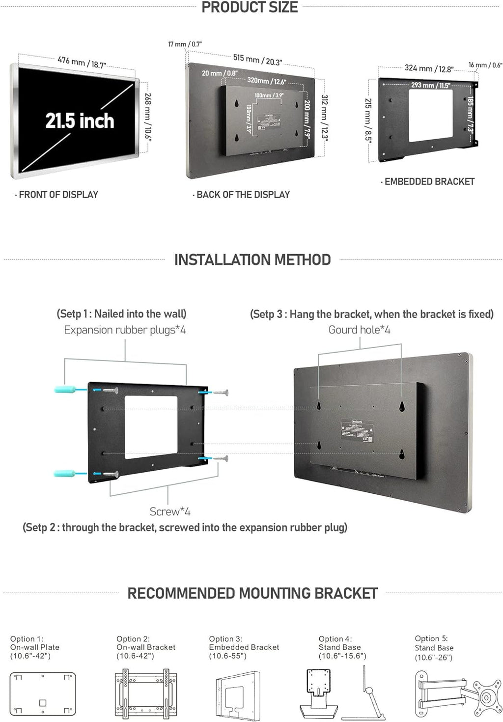 21.5 inch Smart Touchscreen Mirror TV, Full HD 1080P, Black G8370