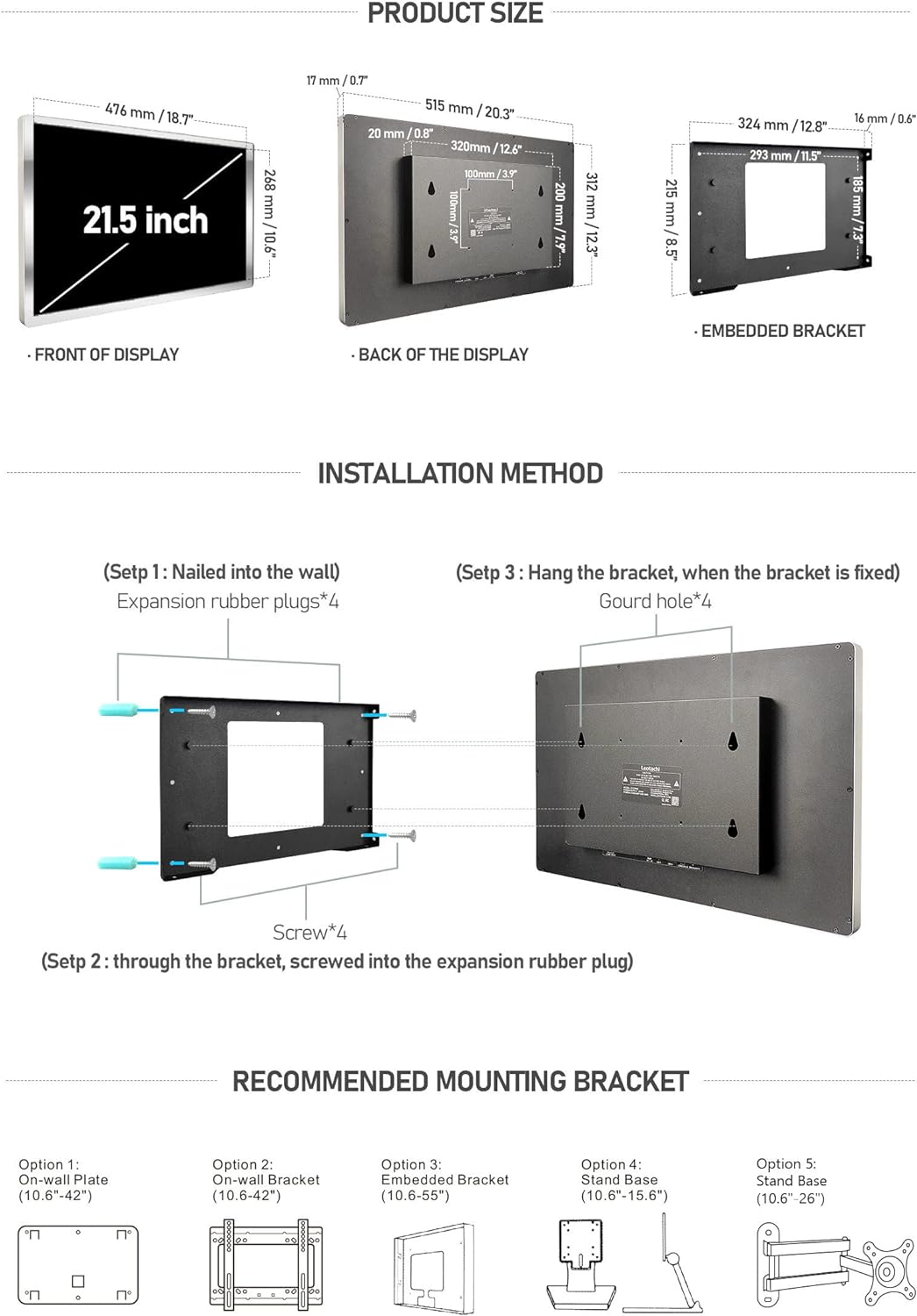 21.5 inch Smart Touchscreen Mirror TV, Full HD 1080P, Black G8370