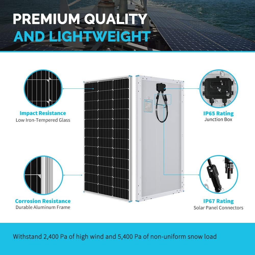 400 Watt 12 Volt Monocrystalline Solar Panel Bundle Kit with 4 pcs 100W Panel and 30A PWM Charge Controller C556356