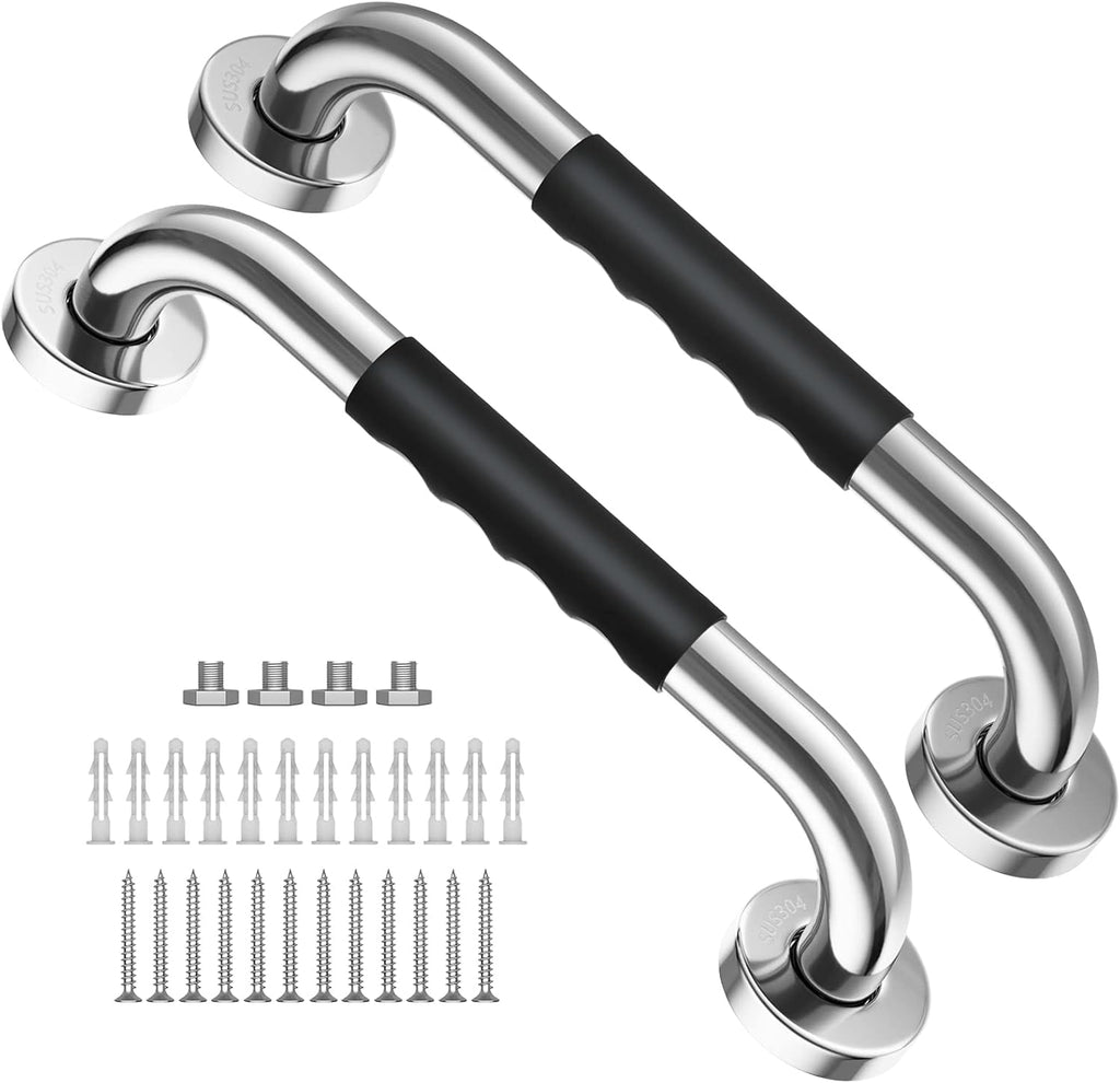 2 Pack 24 Inch Black Stainless Steel Bath Grab Bar with Anti Slip Rubber Grip D31600