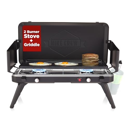 2-in-1 Gas Camping Stove and Griddle with Foldable Legs F179986