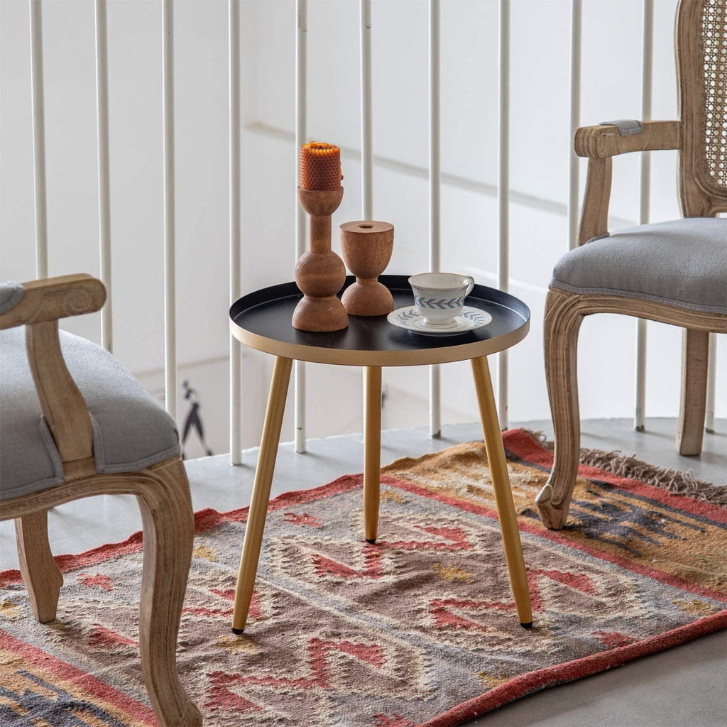 Black Metal Round End Table Set of 2 J534318