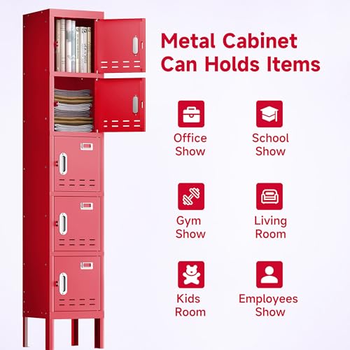 Blue 5 Doors Steel Locker Storage Cabinet E5512