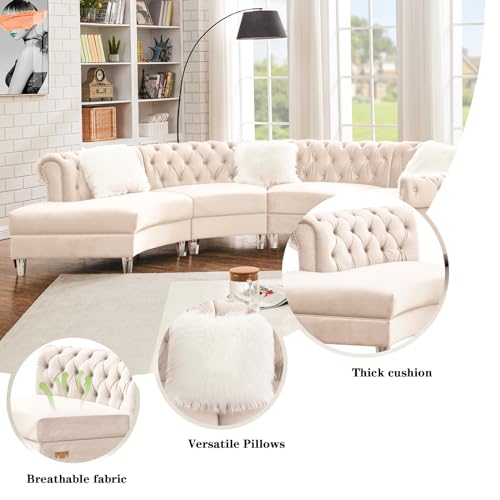 Cream Velvet Semi Circular Sofa Sectional M815116