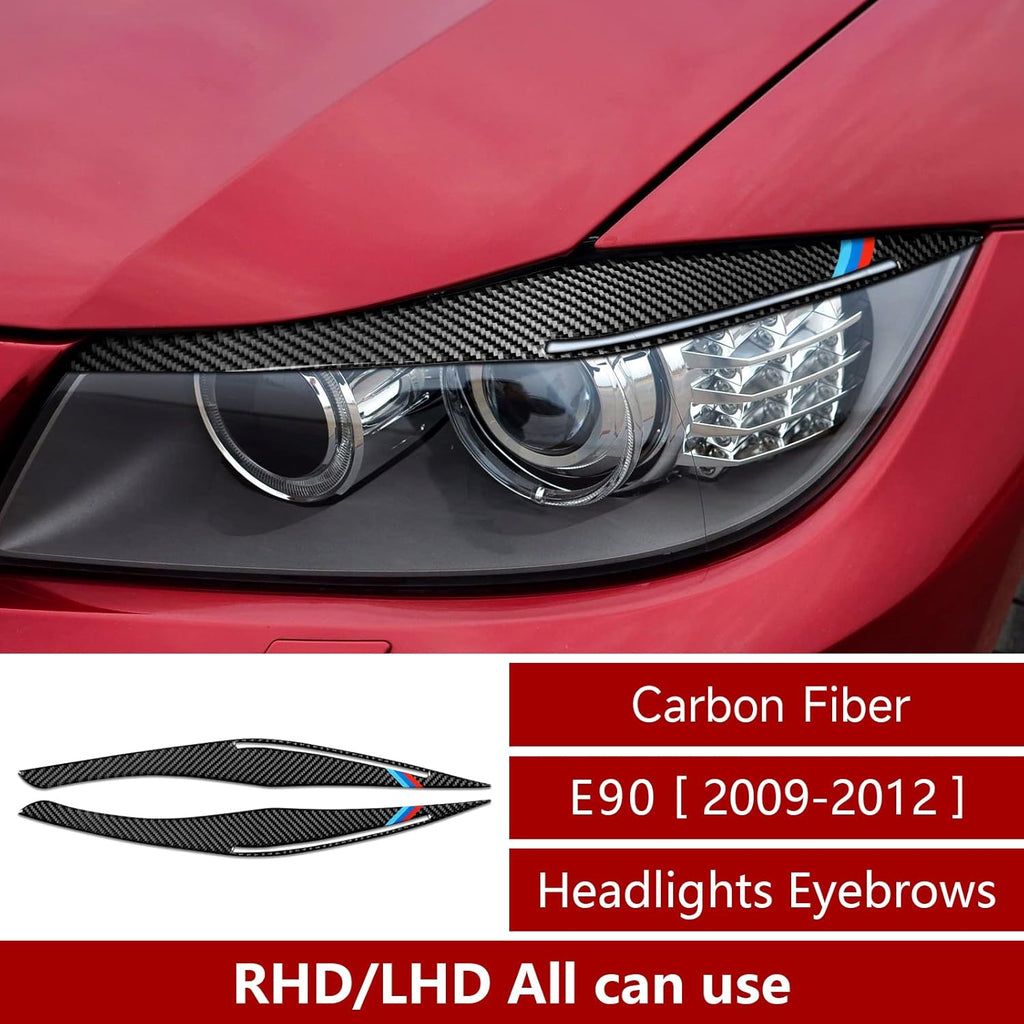 Carbon Fiber Headlights Eyebrows Sticker Decals Trim Cover for BMW E90 D4073