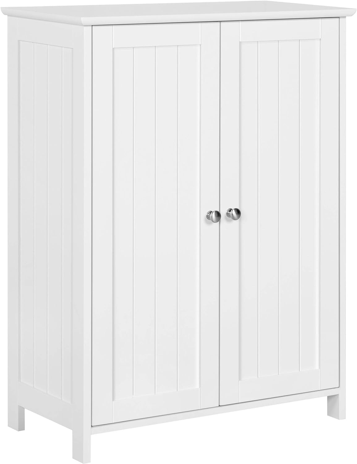 White Free-Standing Bathroom Cabinet with Double Doors D437863