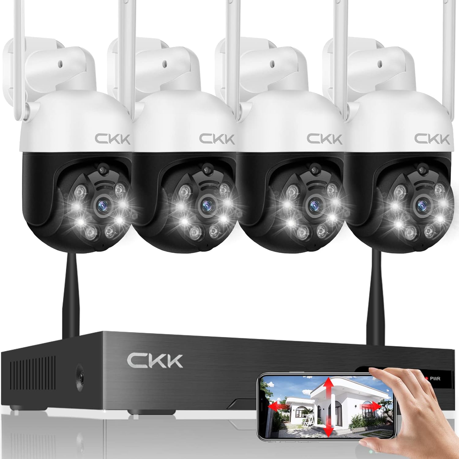 4pcs 3MP PTZ Wireless Security Camera System with 8 Channel NVR T654269