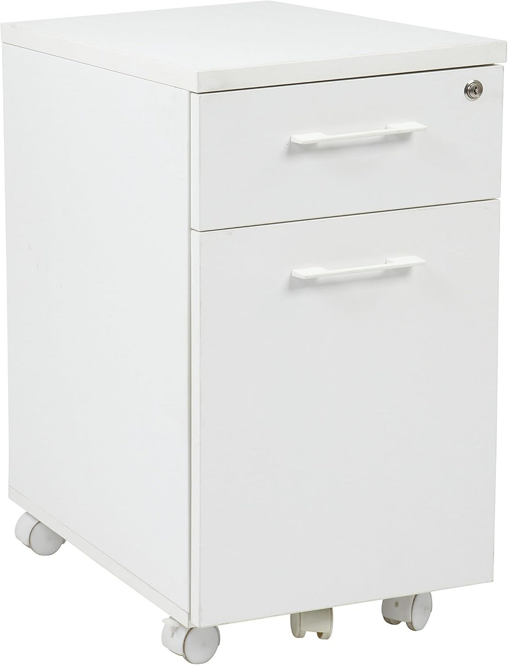 White Mobile File with Hidden Drawer and Castors E3258
