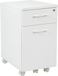 White Mobile File with Hidden Drawer and Castors E3258
