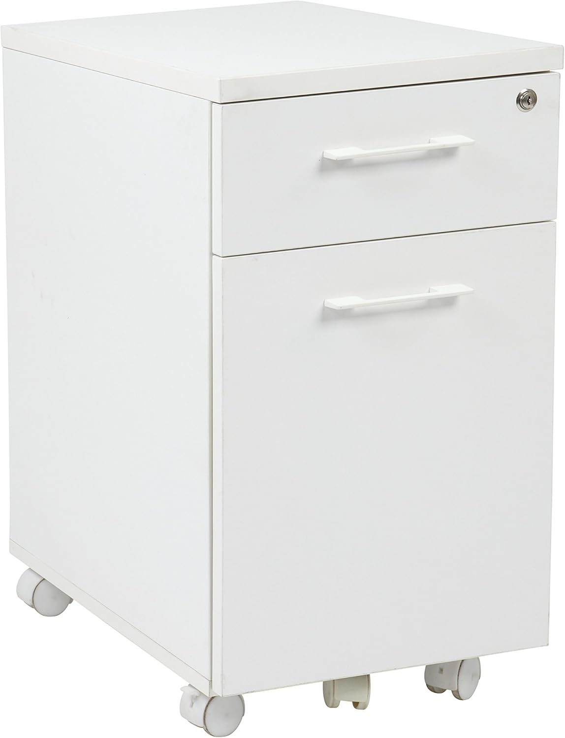 White Mobile File with Hidden Drawer and Castors E3258