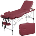 Burgundy Portable Massage Table with Backrest W77358