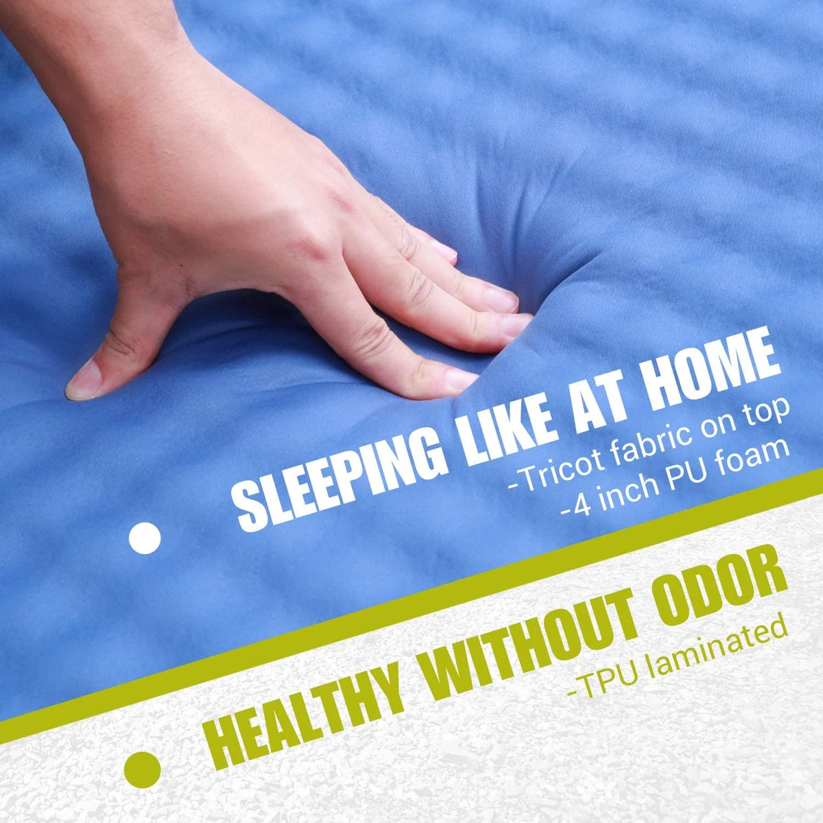 Blue 4 Inches Thick Self-Inflating Camping Mattress D8866