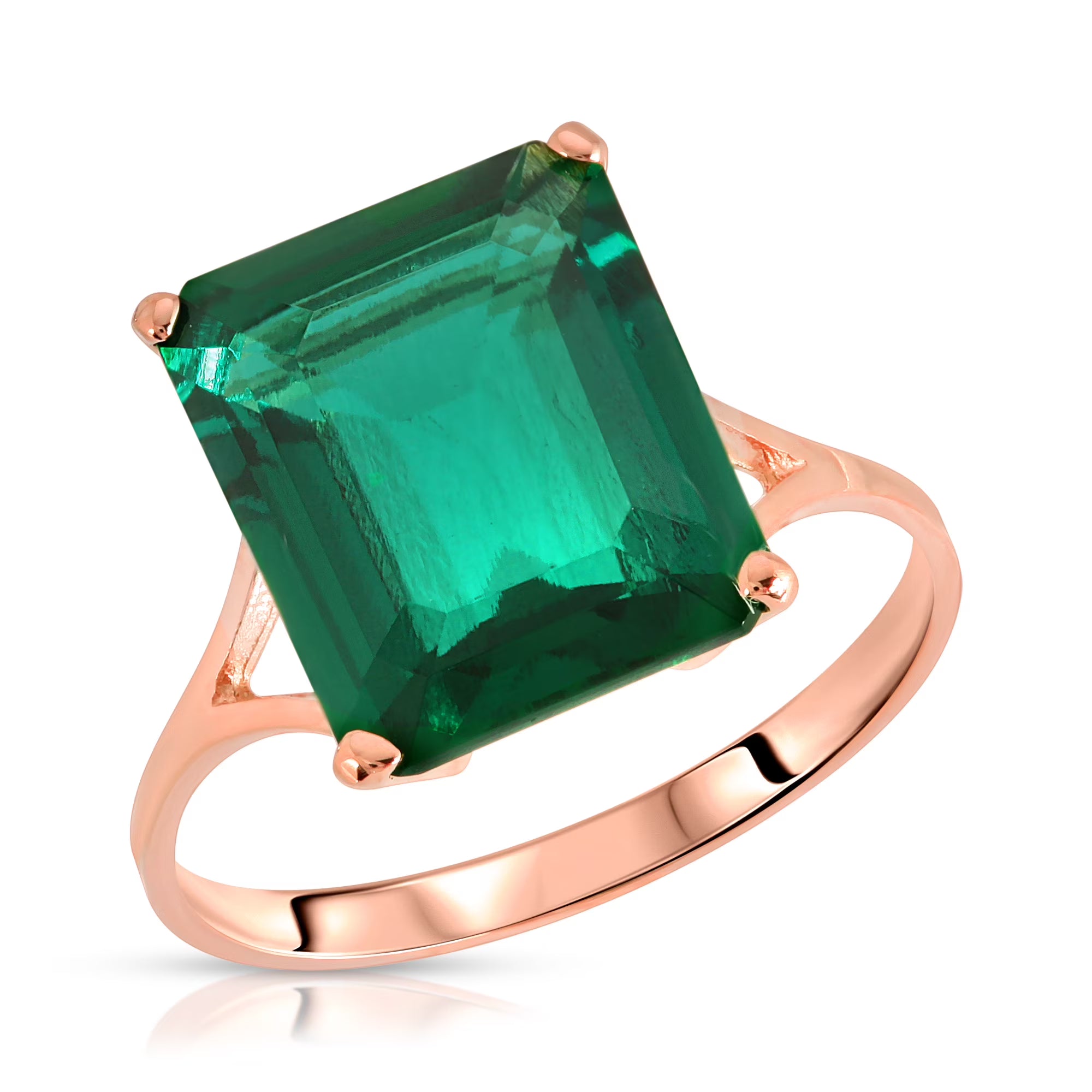 Emerald Solitaire Ring with Genuine Emerald G78859