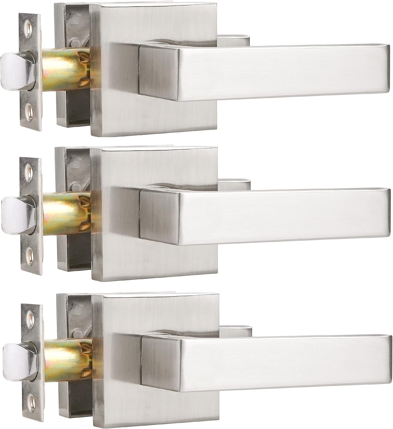 3 Pack Door Lever Handle Satin Nickel/Brushed Nickel Finish Pack of 2 F767