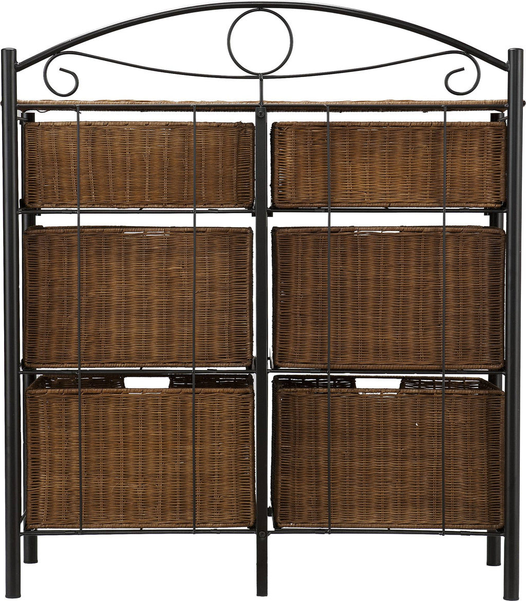 Black/Brown Iron/Wicker Storage Chest S462