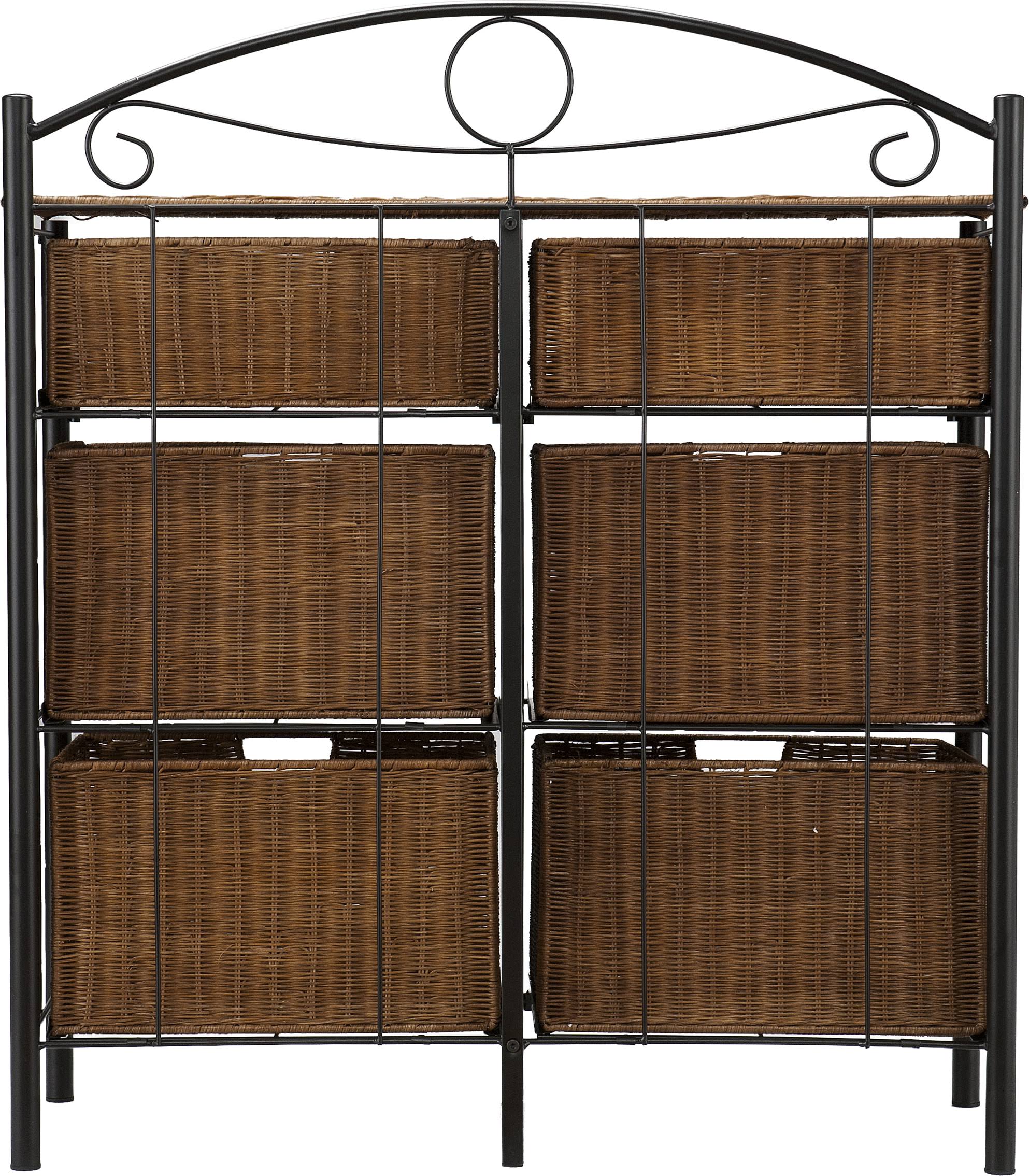Black/Brown Iron/Wicker Storage Chest S462