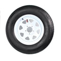 Radial Trailer Tire on White Spoke Rim 15 5 Lug H139479