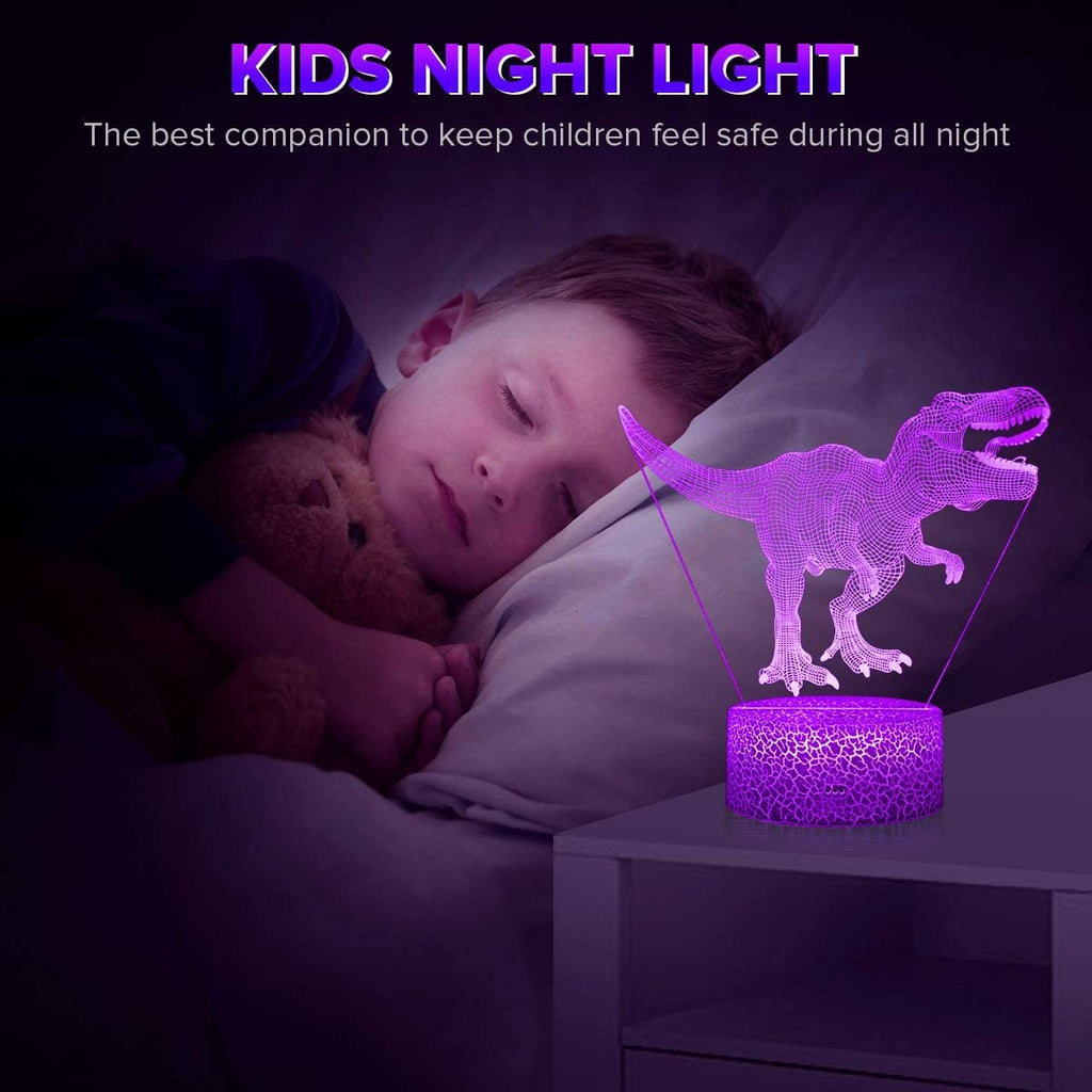 3D Dinosaur Night Light with Remote, 7 Colors + 16 Colors Changing Dimmable T Rex Q672782