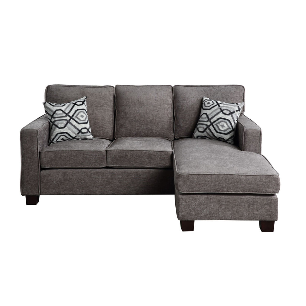 Gray Linen Fabric Sectional Sofa Chaise with USB Port X649345