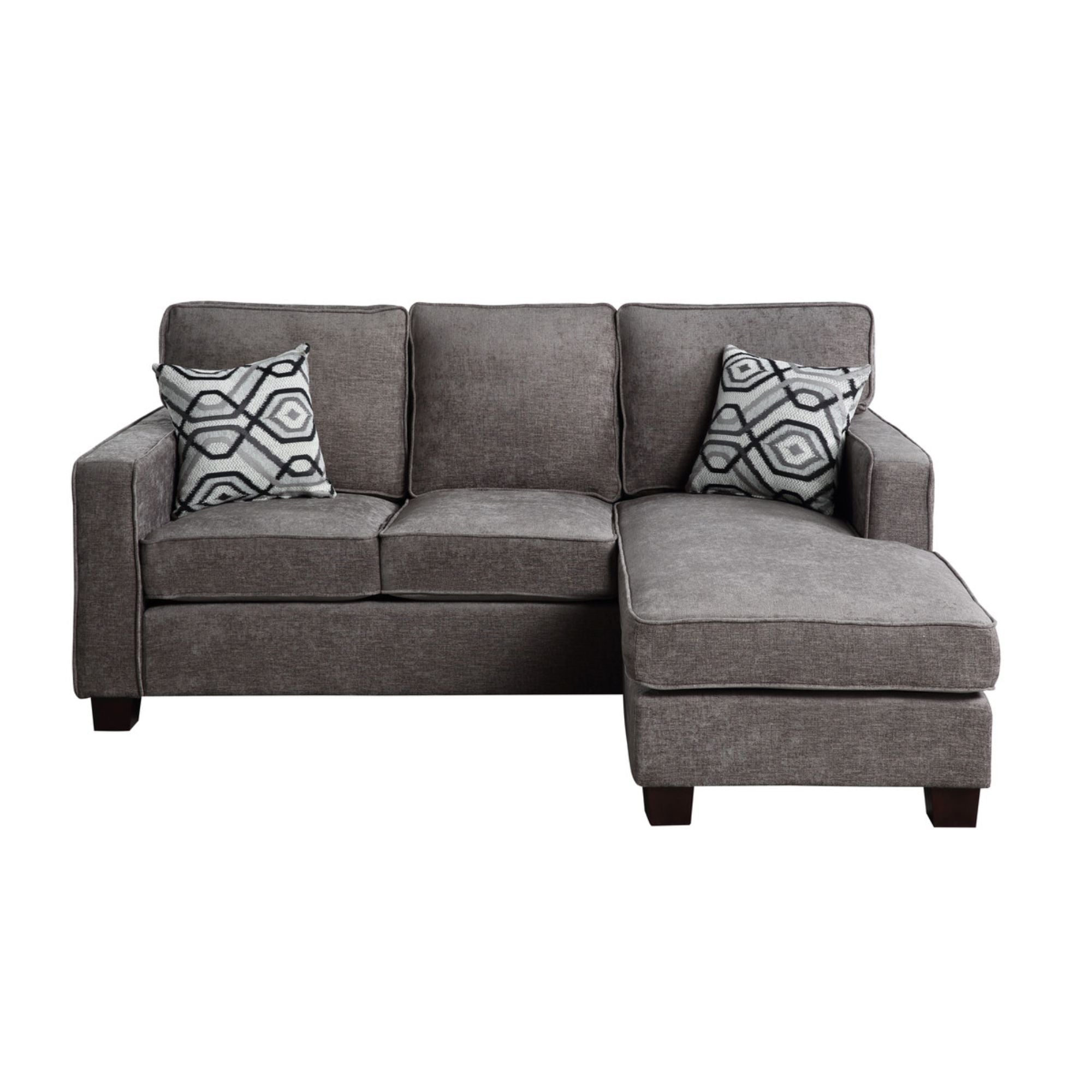 Gray Linen Fabric Sectional Sofa Chaise with USB Port X649345