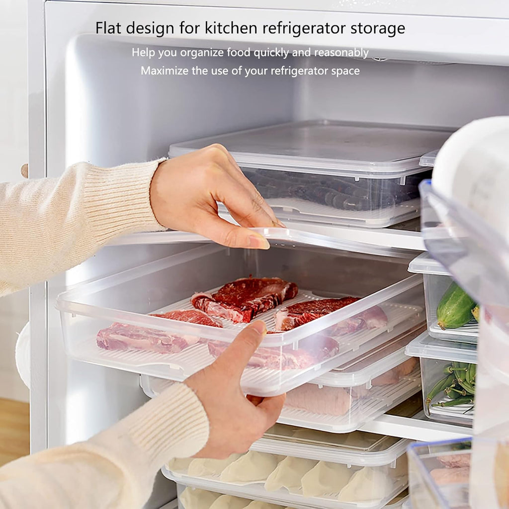 3-Piece Plastic Refrigerator Organizer Bin with Airtight Lids P725