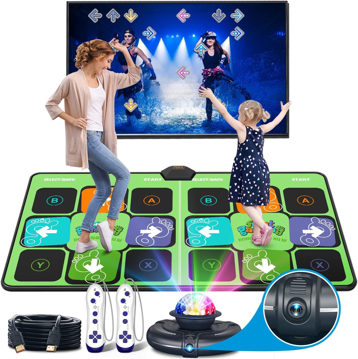 HDMI Wireless Musical Dance Mat with HD Camera, Double User Non-Slip Dance Step Pad D3750