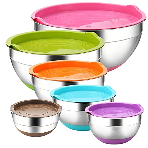 6 Piece Stainless Steel Mixing Bowls with Airtight Lids M5123
