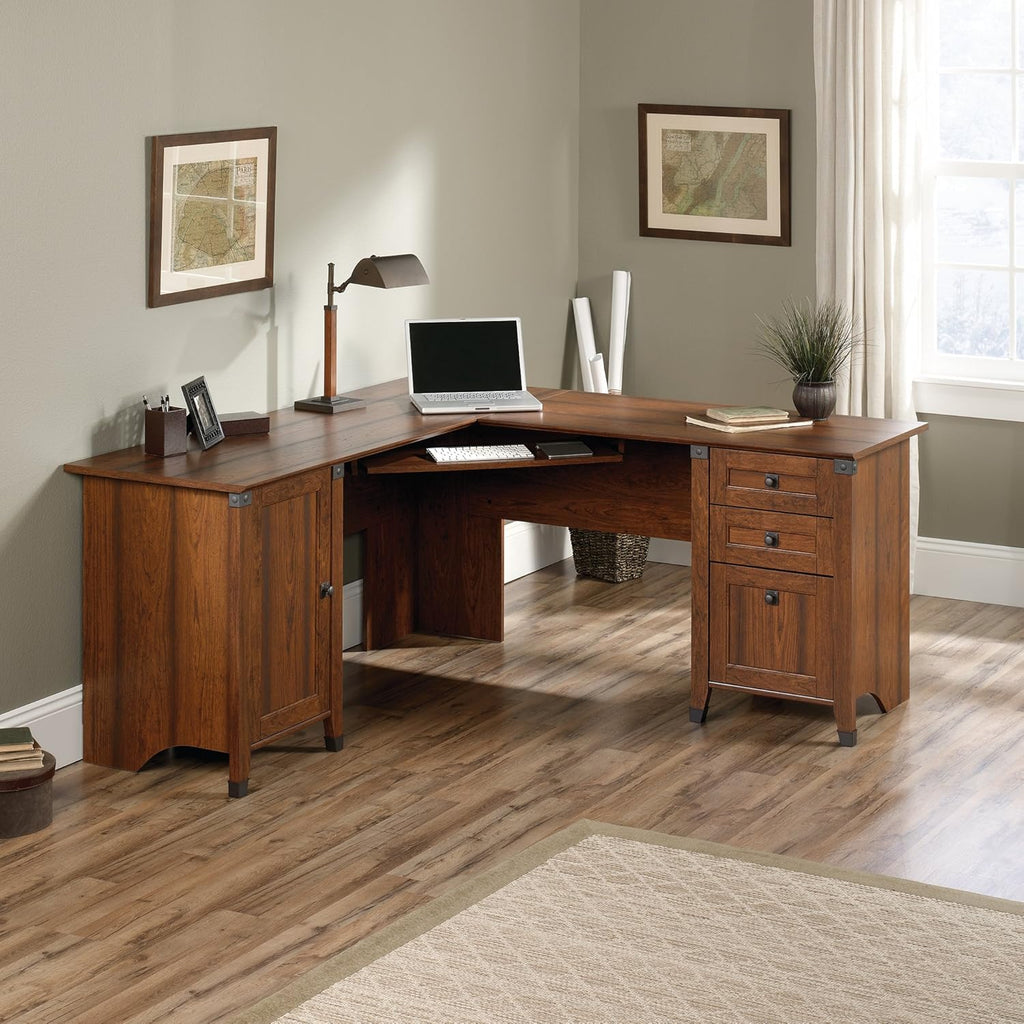 Corner Computer Desk, Washington Cherry finish Q959