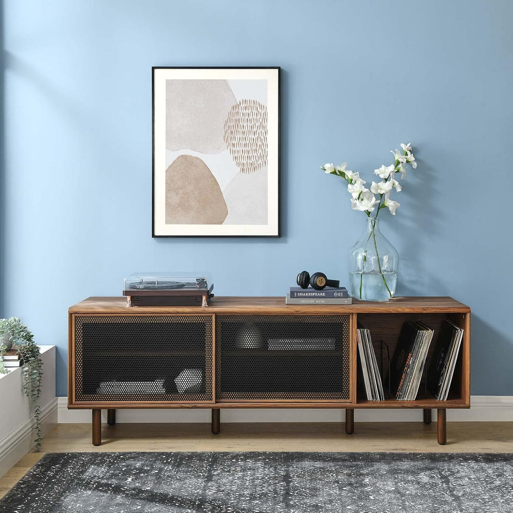 Walnut MDF Particleboard TV and Record Stand P16952