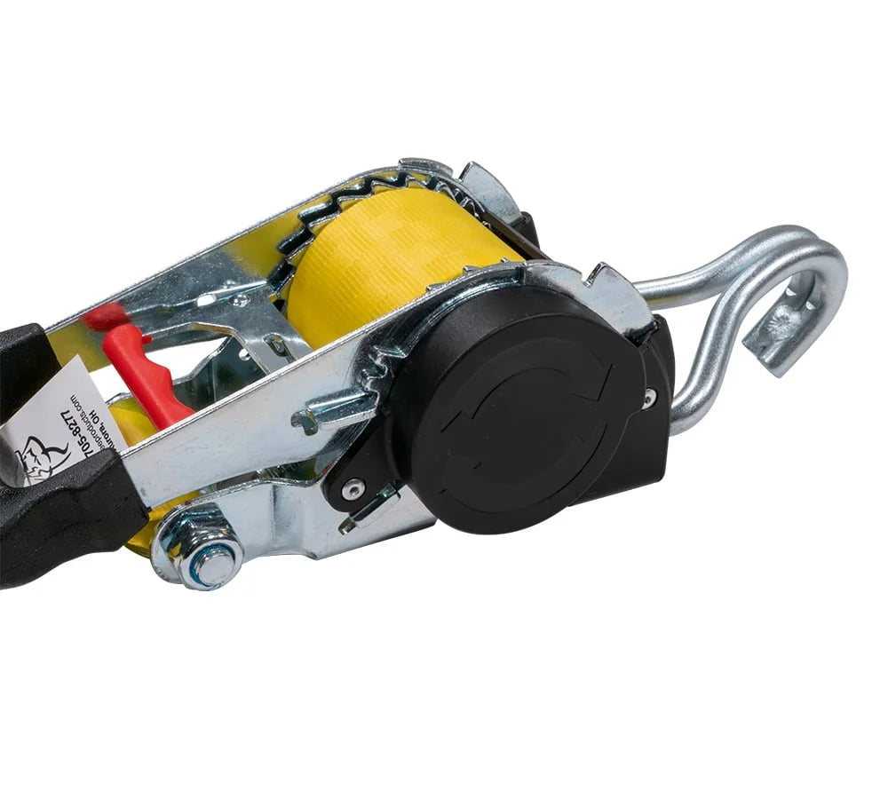 8 Pack 2" x 10' Retractable Ratchet Straps with Double J-Hook, 3,300 lbs Breaking Strength, Yellow X973