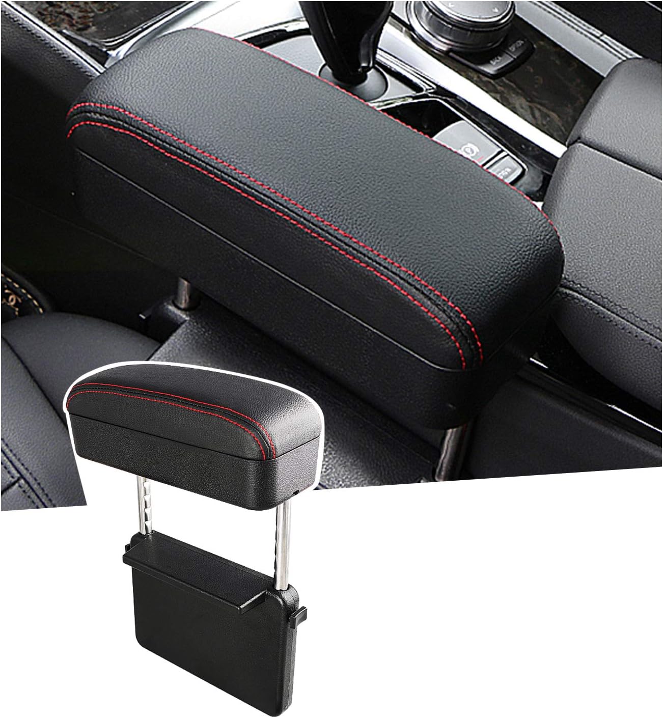 White Adjustable Car Armrest Pad Pack of 2 B528