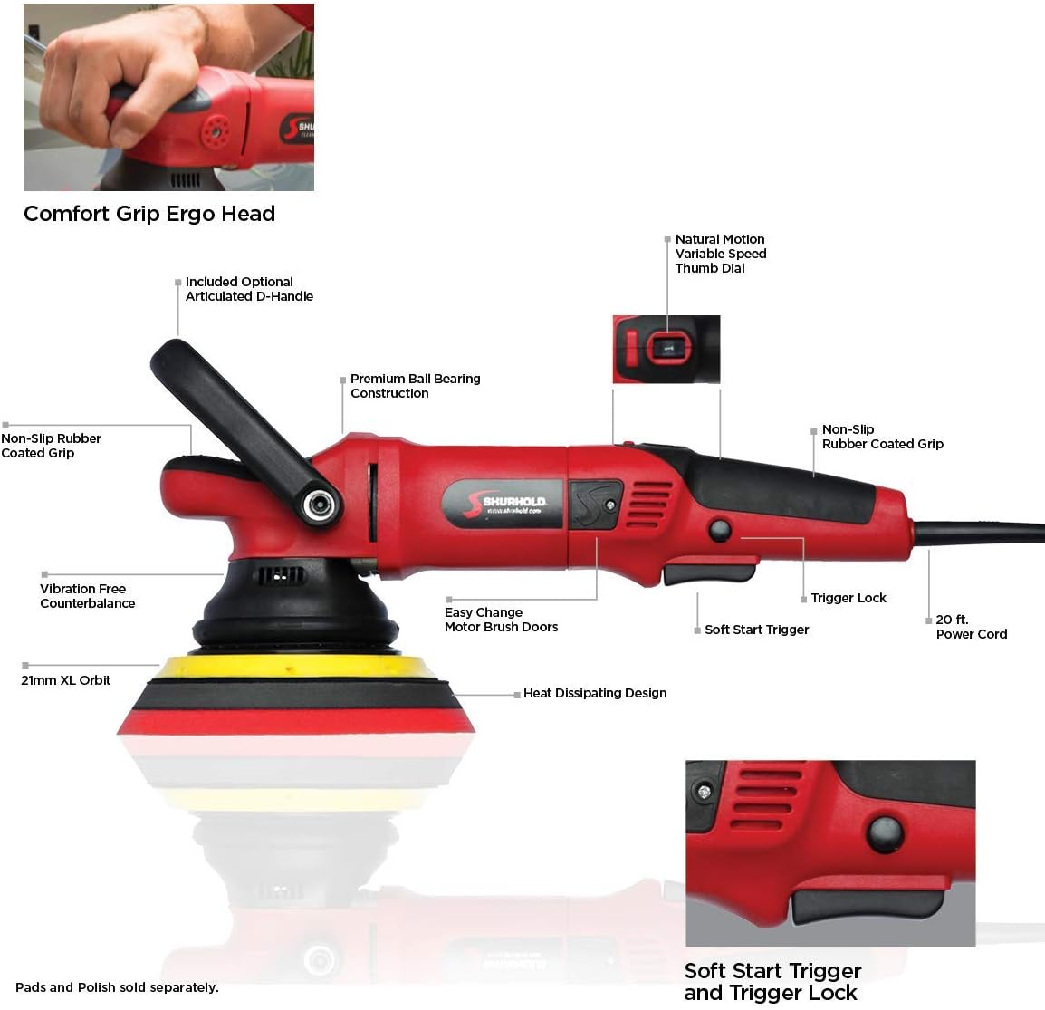 Dual Action Polisher with Carrying Bag H28783