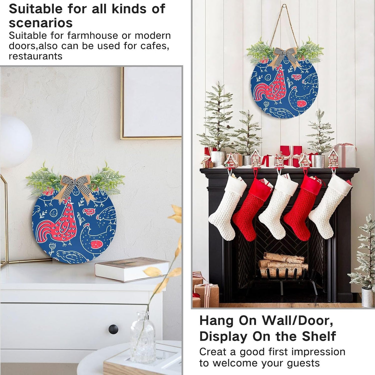 Chicken Rooster Pattern Door Wreaths R7525