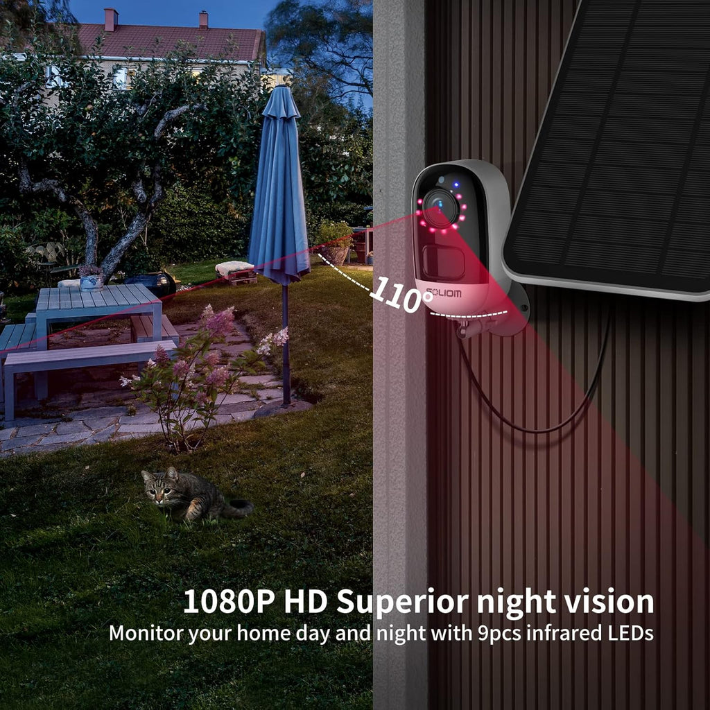 1080P Wireless Outdoor Solar Security Camera with Night Vision B275614
