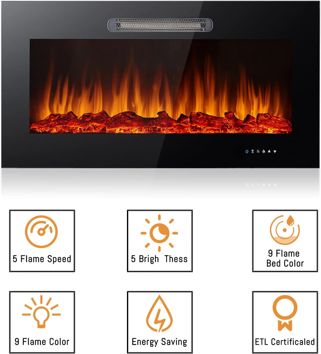 Black Electric Fireplace I3030