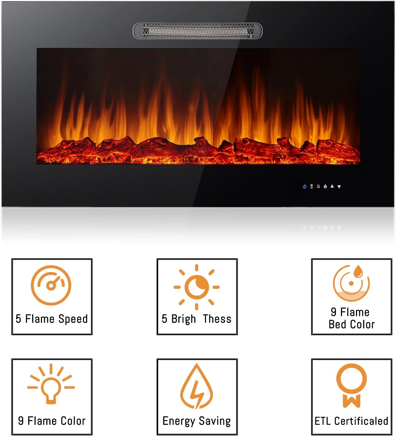 Black Electric Fireplace I3030
