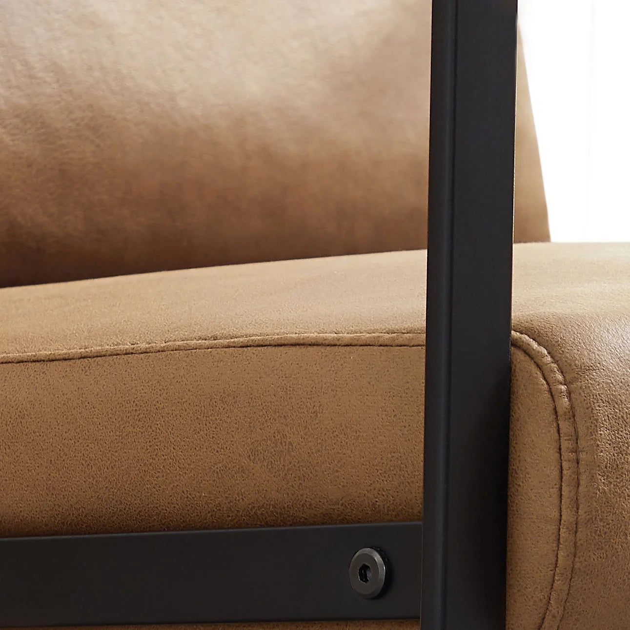 Camel PVC Leather Accent Chair with Metal Frame E861069