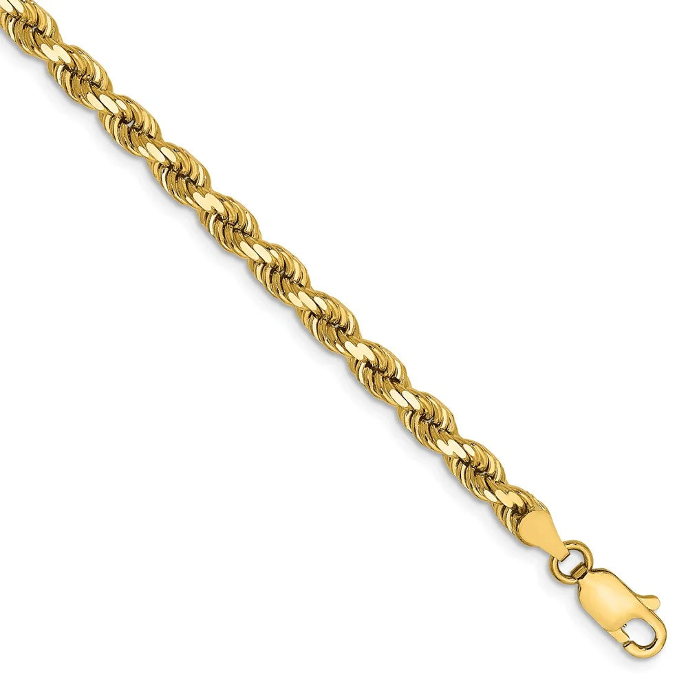 14kt Yellow Gold 4mm Diamond Cut Rope Chain with Lobster Clasp; 9 inch E632