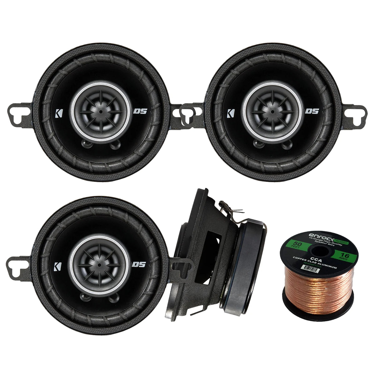 4 x 3-1/2-Inch 30W 2-Way Coax Speakers with 50 Foot Speaker Wire Q57431