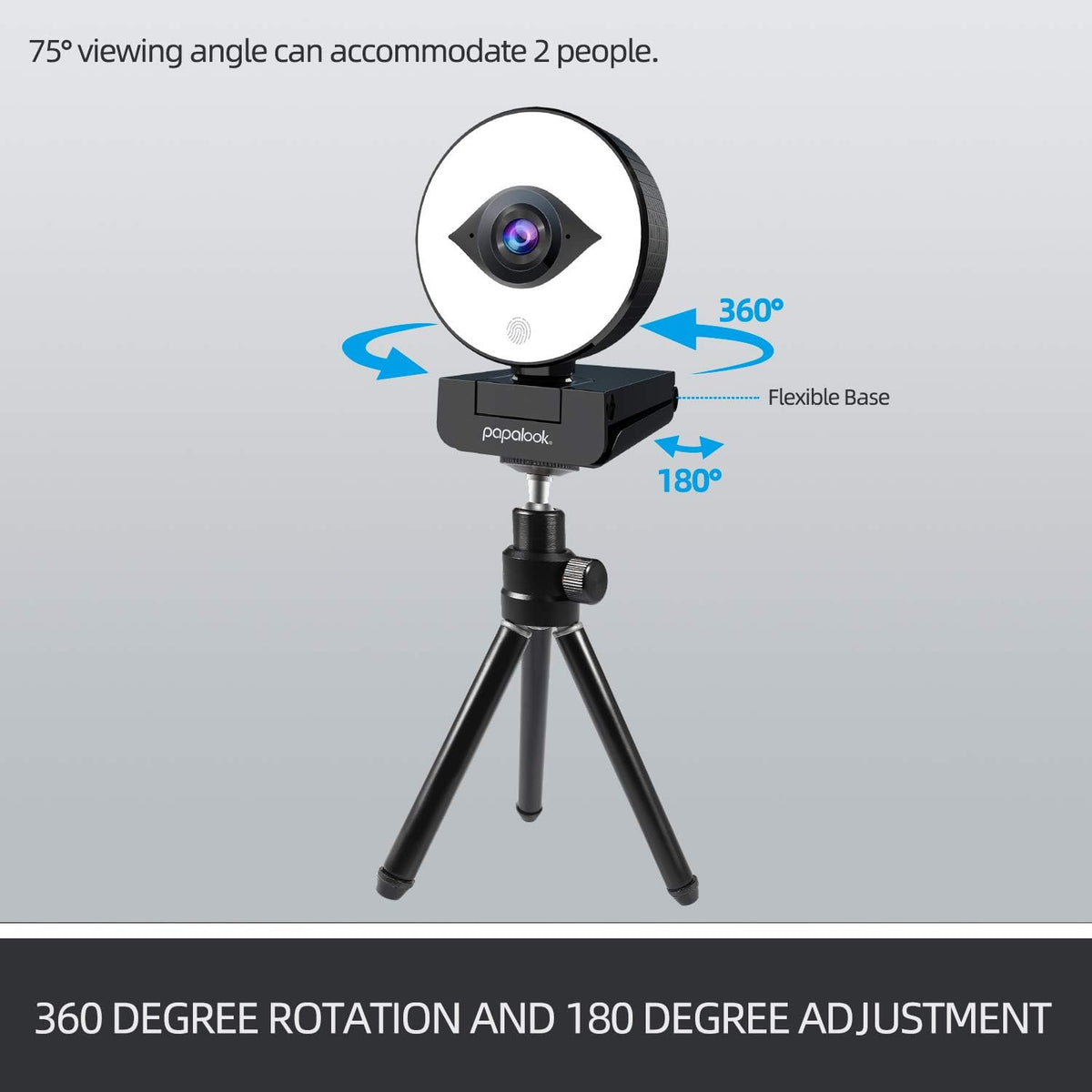 1080P Webcam with Ring Light and Tripod, Stereo Microphone K36729