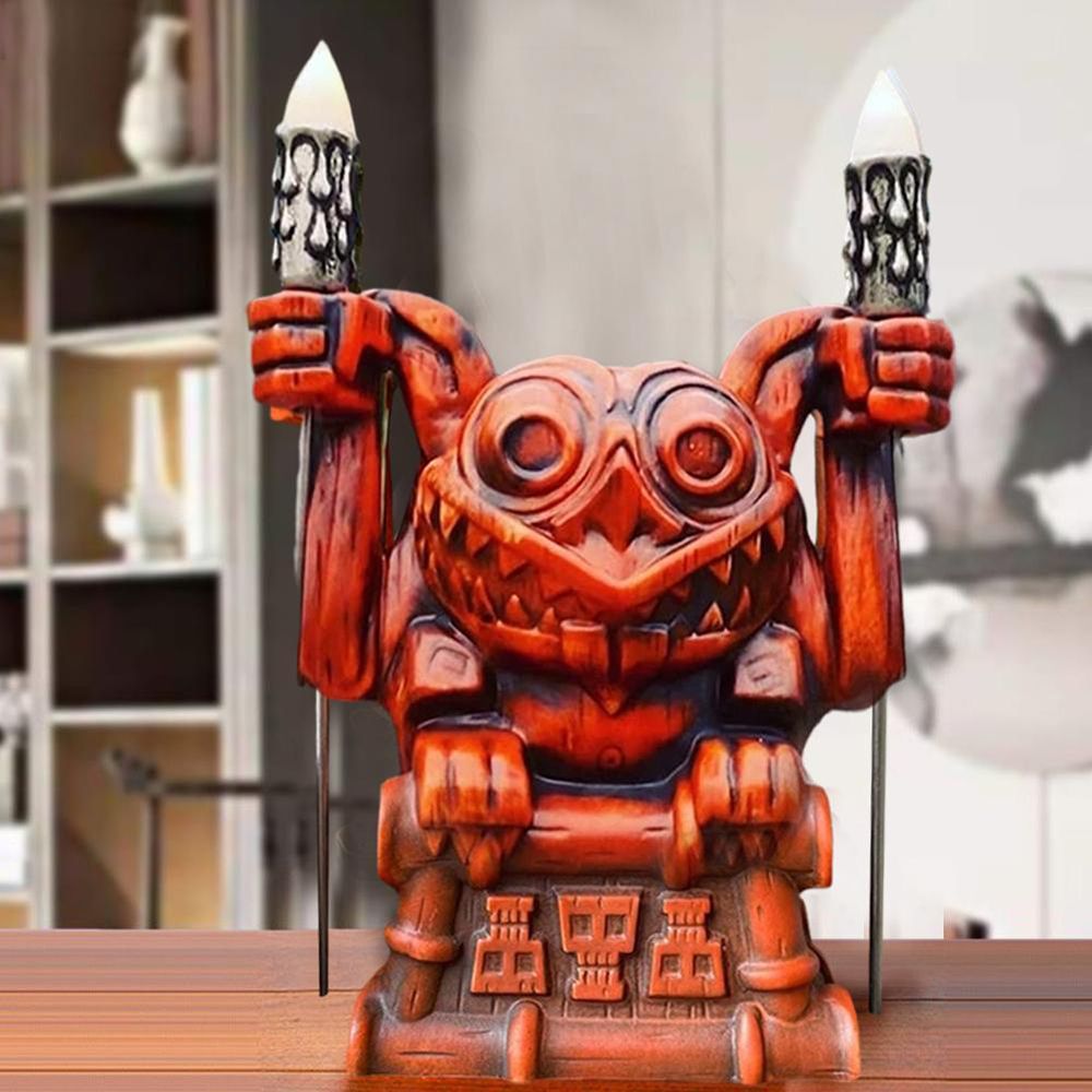Hawaii Totem Tiki Figure Statue Torch Luminous Water Cup E4701