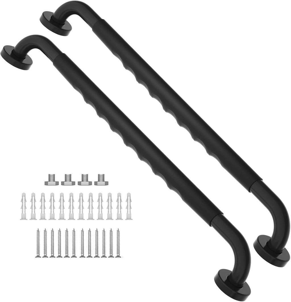 2 Pack 24 Inch Black Stainless Steel Bath Grab Bar with Anti Slip Rubber Grip D31600
