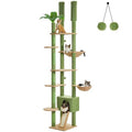 Brown Mushroom Cat Tree Adjustable Height with Cat Condo Hammock Scratching Post W53085