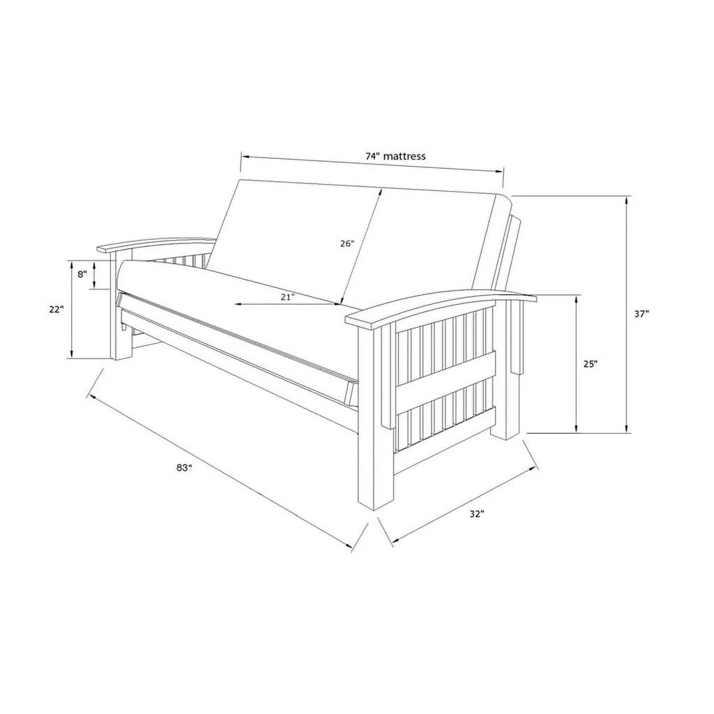 Walnut Futon with Drawers and Linen Gray Mattress Z1322