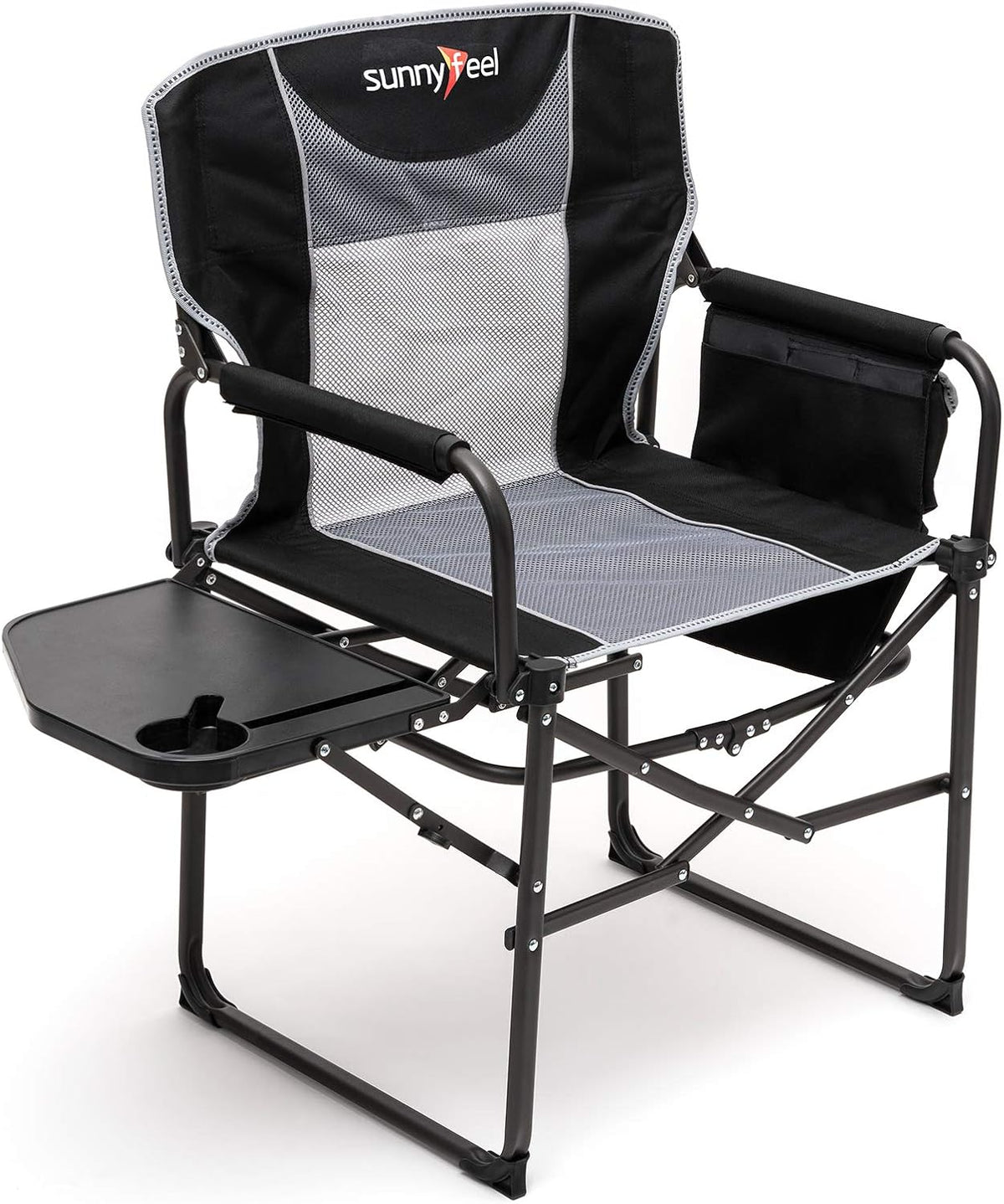 Heavy Duty Oversized Portable Folding Chair with Side Table F386