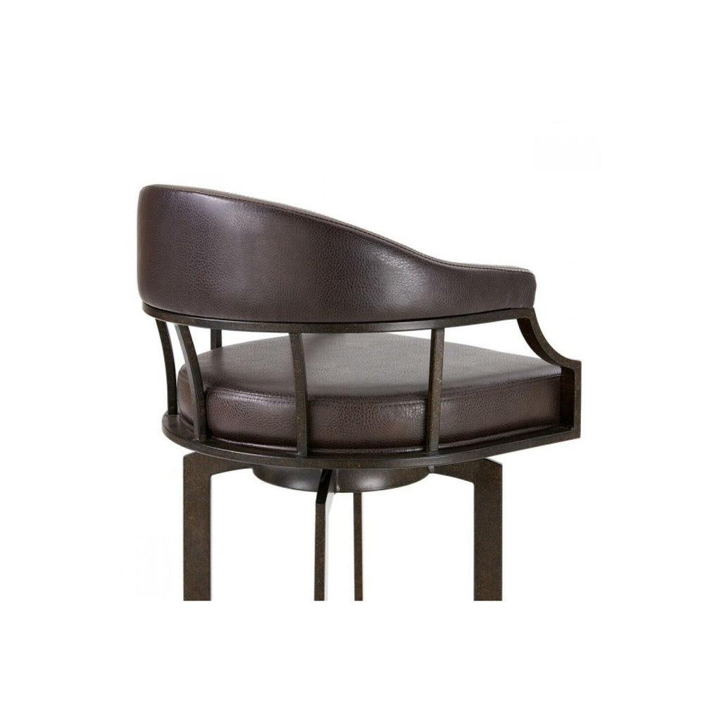 Brown Faux Leather Swivel Counter Stool Q6949